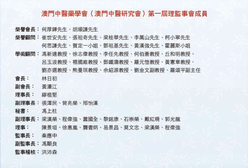 第一屆理監事成員名單